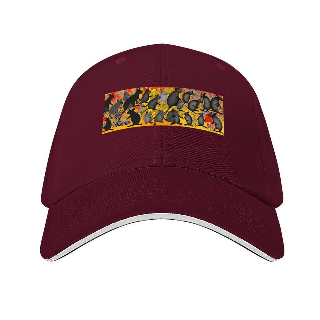 Wallaby art 3 Baseball Cap Beach fishing hat Snap Back Hat Anime Mens Womens