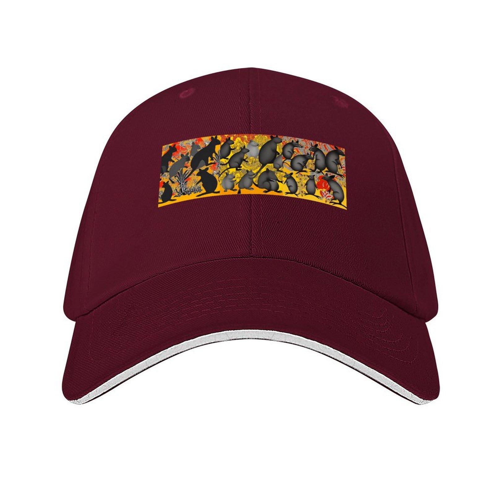 Wallaby art 3 Baseball Cap Beach fishing hat Snap Back Hat Anime Mens Womens