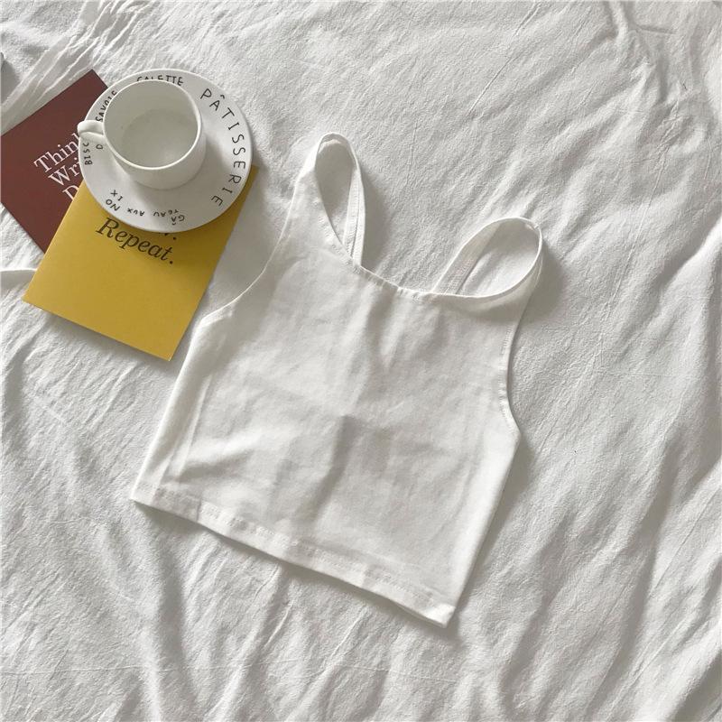 Femmes été sangle couleur unie dos nu ventre nu gilet haut court