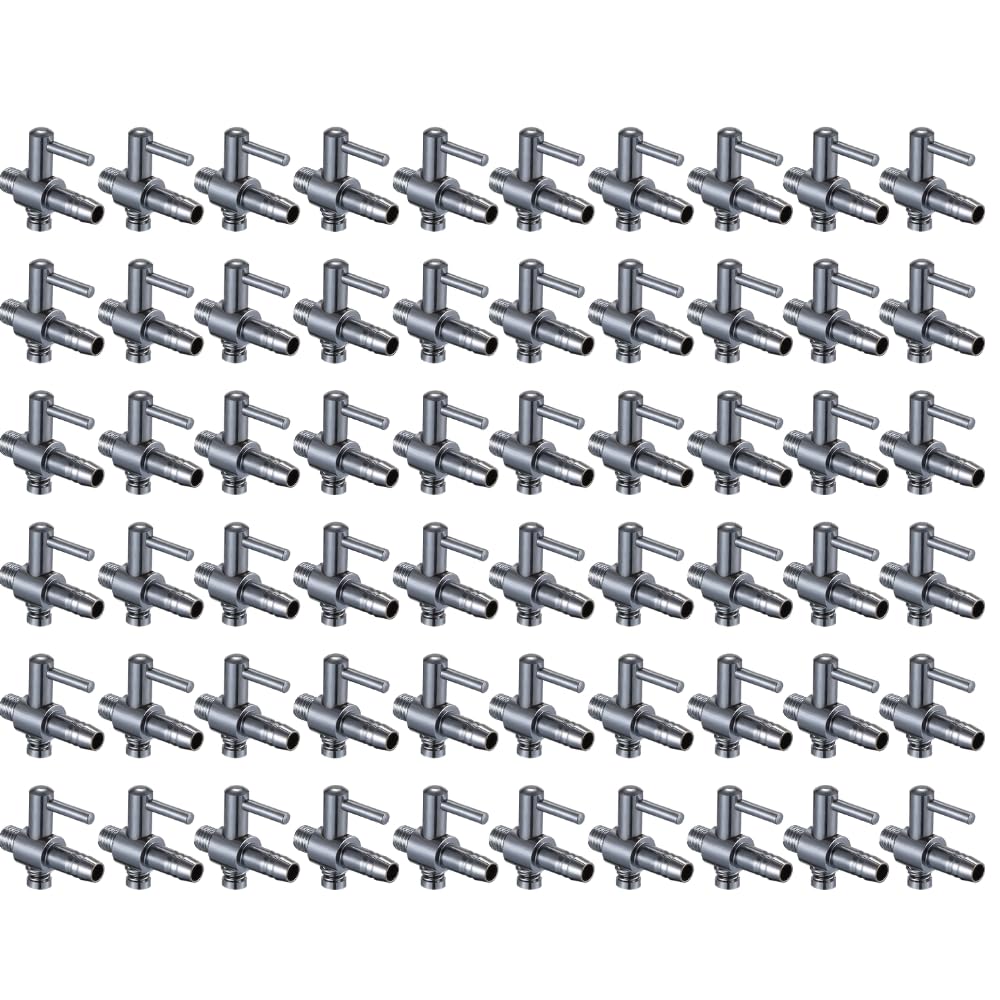 Ideamall One-Way Cock Lever Valve for 4mm Air Tubes, Air Adjustment for Fish Tanks and Aquariums (Pack of 60)