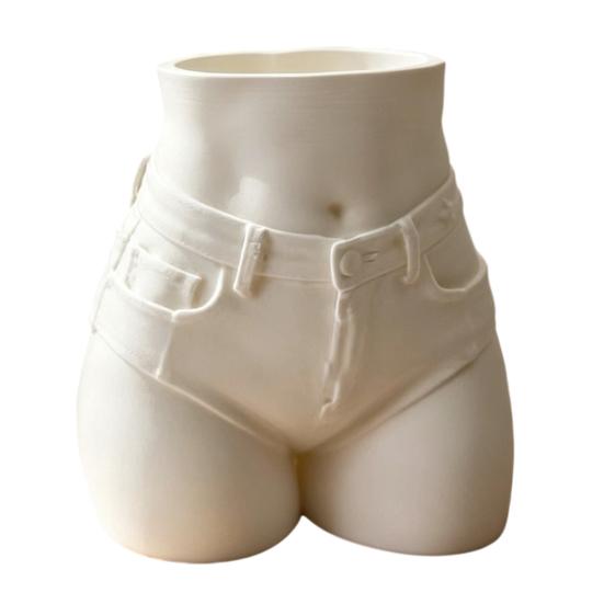 Butt Pen Holder, 3D Printed Female Form Pencil Cup, Body Art Booty Shaped White Desk Organizer for Home Office Supplies