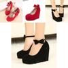 Elegant And Trendy New Fashion Women's Bow Tie Ankle Heel Platform Wedge Shoes
