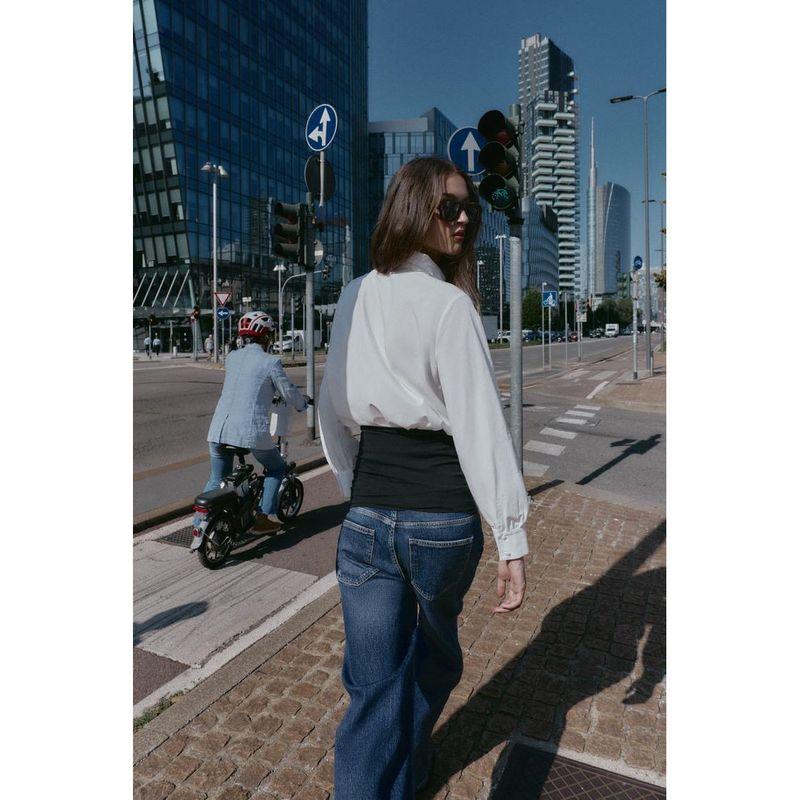 Za Autumn New Women's Clothing Zr European and American Style Fashionable Versatile Bow Decorated Poplin Long Sleeve Shirt 7969237