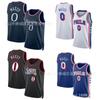 Herren Basketball Trikot 76ers 0 Maxey Gestickt Atmungsaktives Sportshirt Blau Weiß