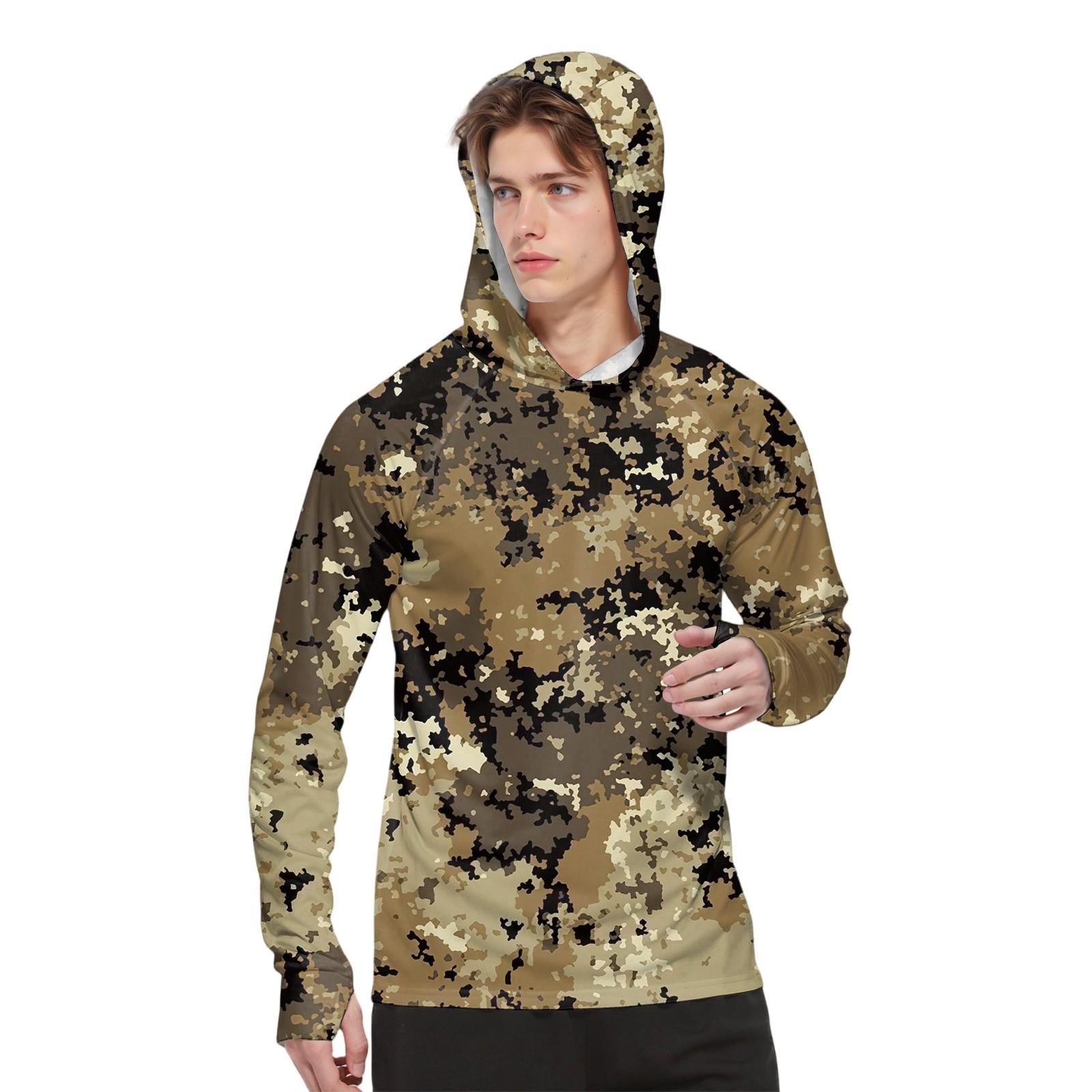 

Мужская модная рубашка с длинным рукавом с принтом и капюшоном SPF/UV M