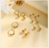 Bead Ball Earrings, Stainless Steel Women Earring Gold Plated, Beaded Hoops Huggie Jewelry