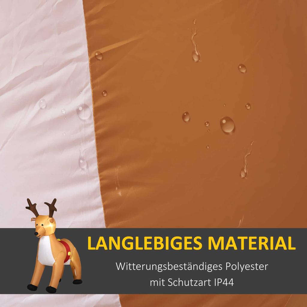 Inflatable Reindeer, 1.8 m, LED Lights, Accessories, Automatic Inflation, Yellow