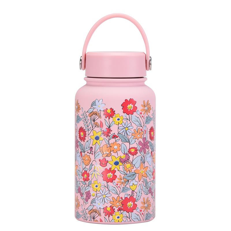 650Ml Thermos Cup Wide Mouth Portable Vacuum Children'S Student Sports Kettle Outdoor Printing Water Cup