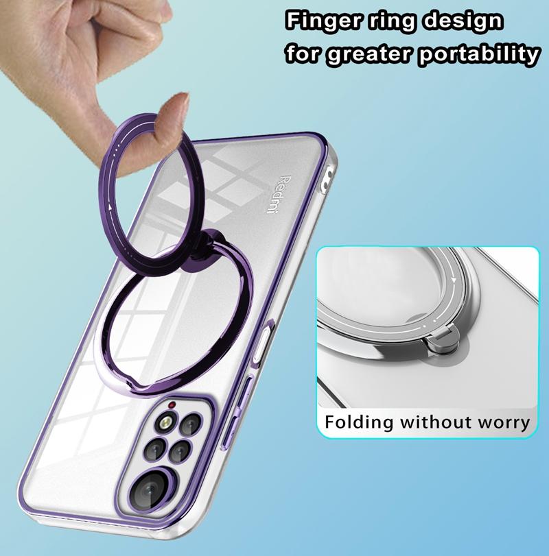 Plating TPU Lens Protect Case For Xiaomi Redmi Note 11 4G 11S Note11 Pro Magsafe Magnetic Ring Wireless Charging Clear Cover
