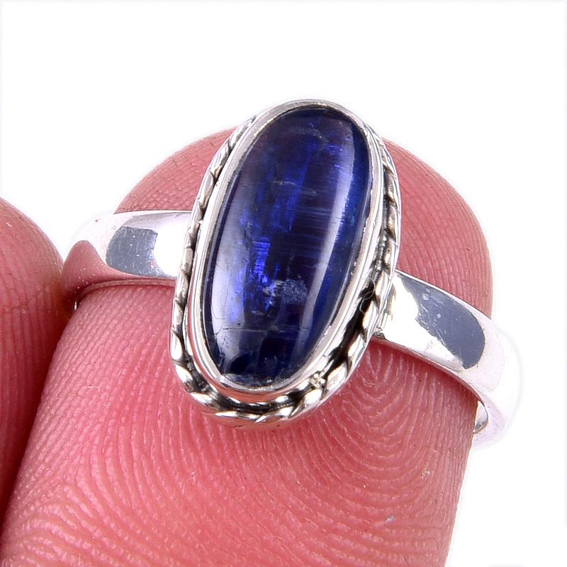 

Подарочное кольцо из чистого серебра 925 пробы с натуральным кианитом ручной работы S.6 j7M93