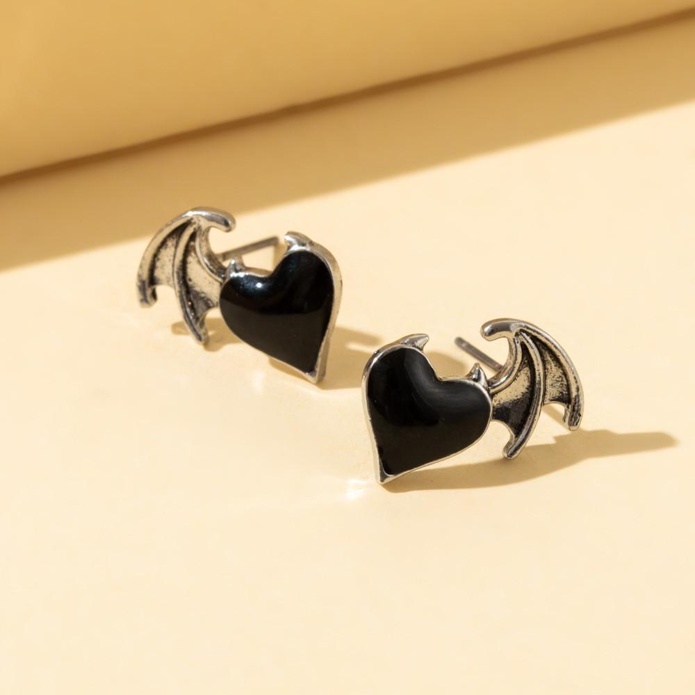 Wing Modern Alloy Heart Earrings For Women In Red And Black Summer 2022