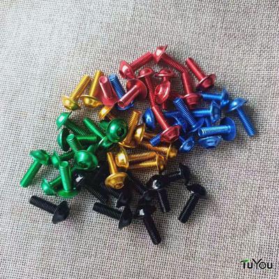 10 Stück Motorradschrauben M6 x 20 mm, M6 x 16 mm, M5 x 16 mm, M5 x 25 mm, Aluminium-Schmuckschrauben, eloxiert, M6-Kappenkopf, mehrfarbige Optionen