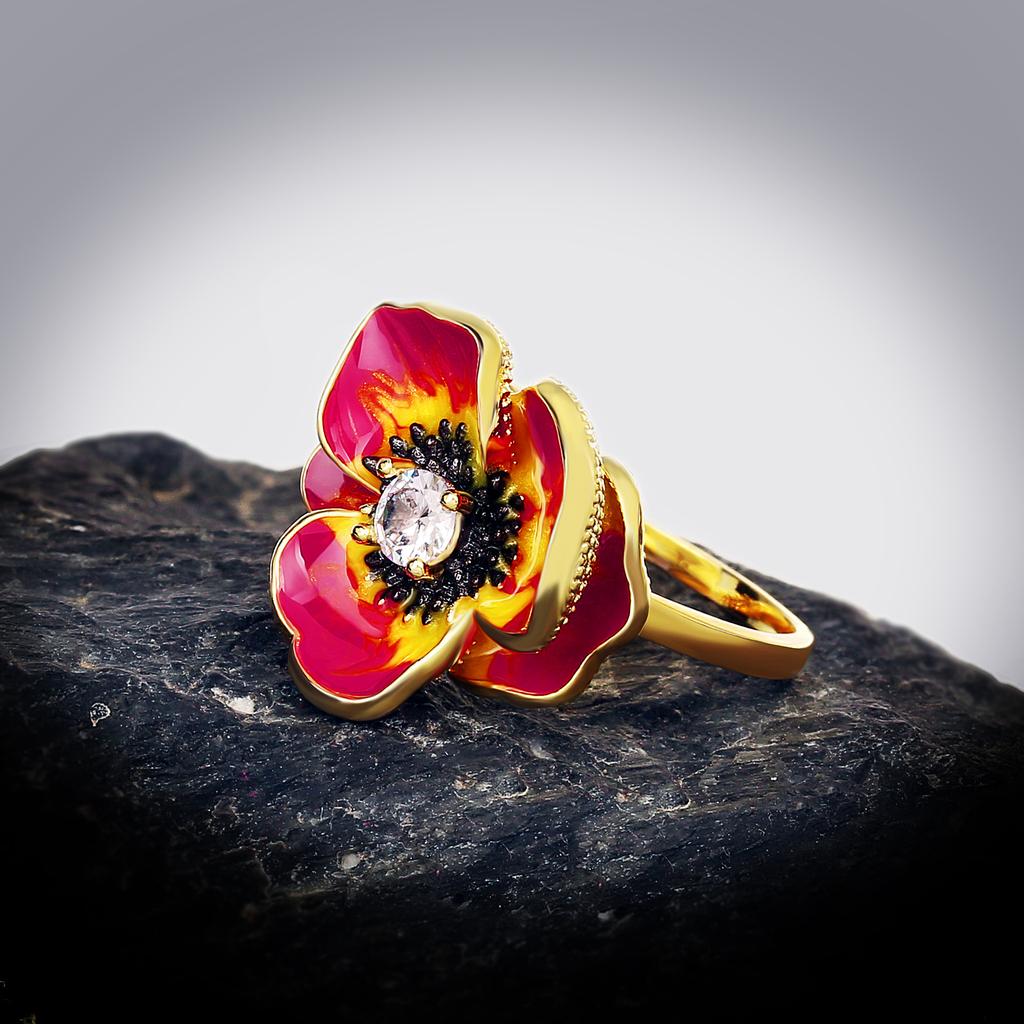 High Quality Enamel Flower Womens Ring Wedding Engagement Travel Cocktail Party Jewelry Gift