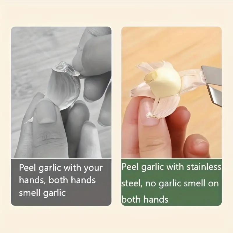 Stainless Steel Garlic Peeler, Kitchen Tool for Garlic Peeling and Fish Deboning, Hair Clip Design, Durable Kitchen Accessories