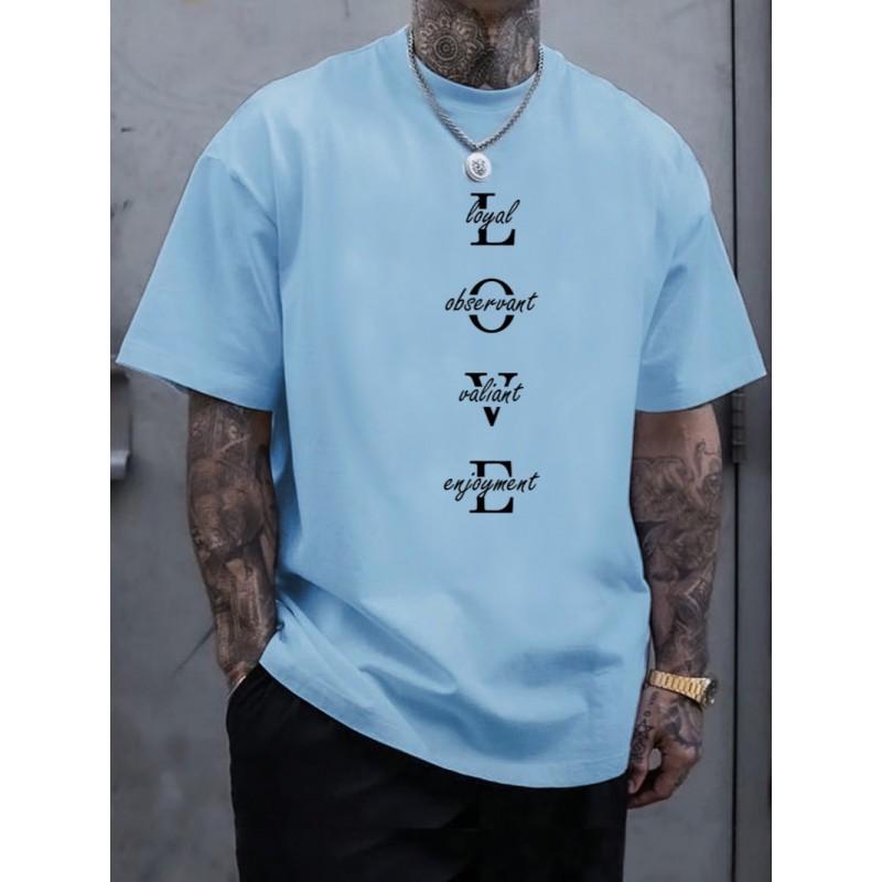 Mens Motivational Letter Print Casual Sport T-Shirt Breathable Short Sleeve Tee Youth Fashion