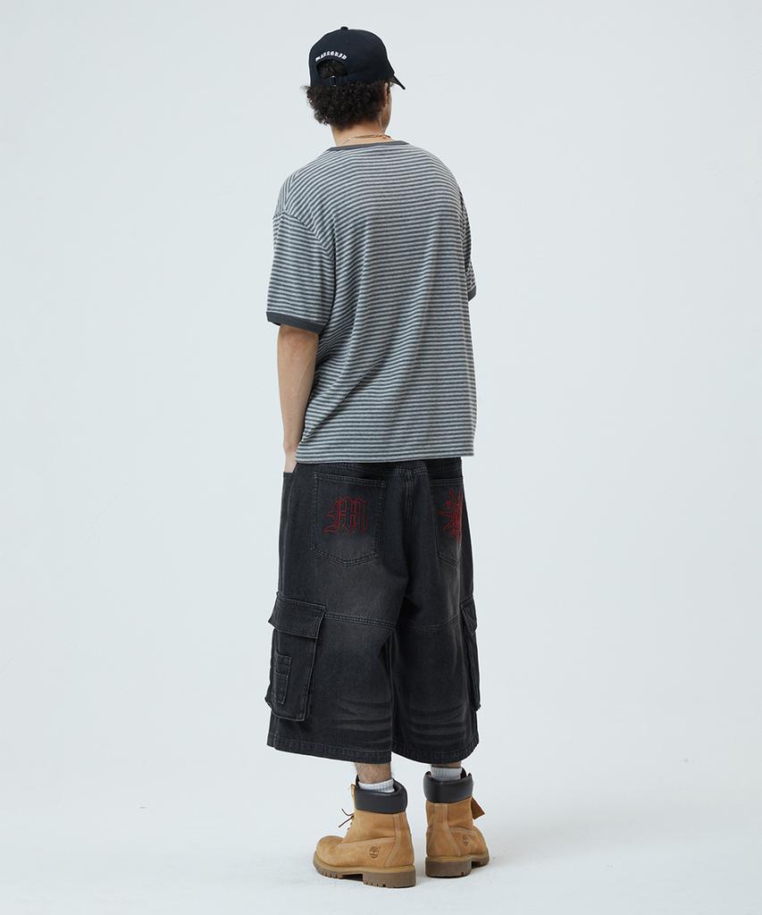 MAHAGRID Basic Logo Stripe Ringer Tee Gray(Mg2Gmmt528A)