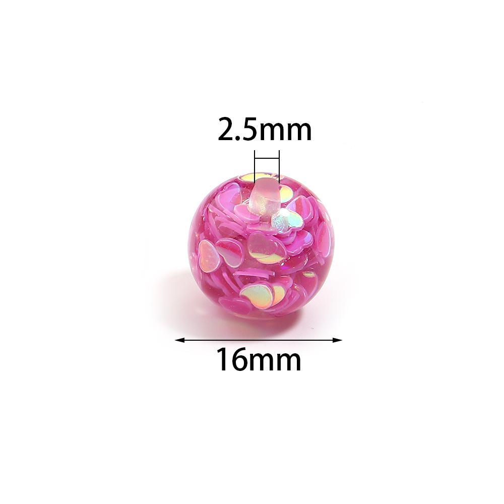 5pcs/lot 16mm Colorful Sequin Resin Beads Round Loose Spacer Beads For Jewelry Making DIY Bracelet Necklace Keychain Accessories