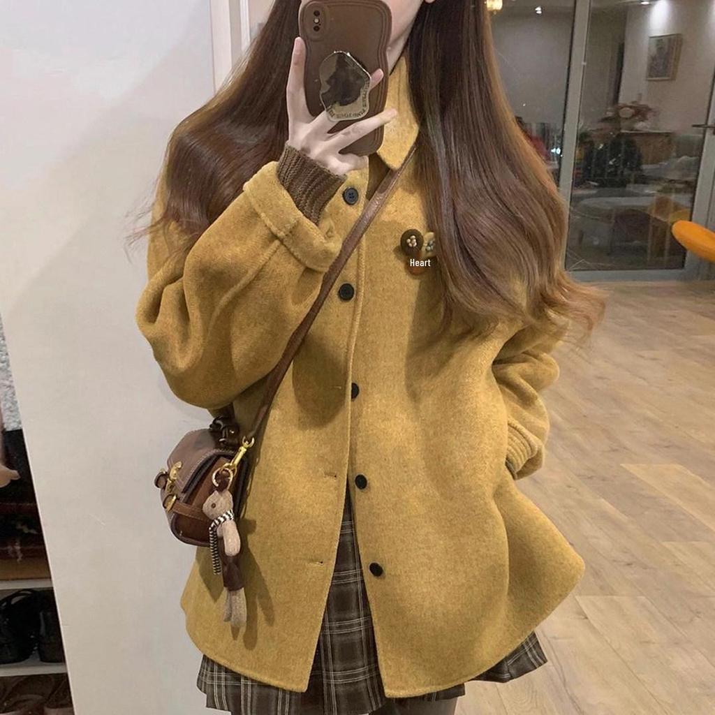 Korean Style Double-Sided Woolen Coat for Women - Elegant Early Winter 2025
