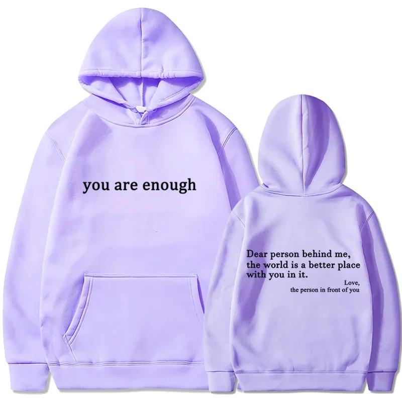 2025 Trendy You Are Enough Printed Hoodie Men's and Women's Pullover Retro Hoodie Street Hip Hop Unisex Hoodie Top