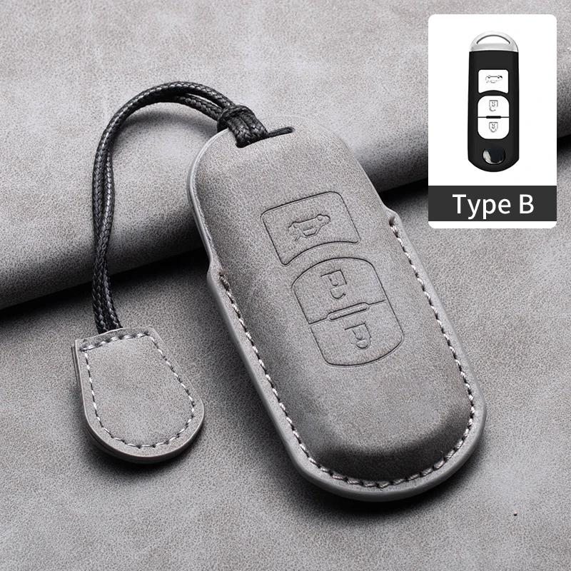 2/3 Buttons Leather Car Key Case Cover for Mazda 2 3 5 6 GH GJ Axela Atenza CX-5 CX5 CX-3 CX-7 CX8 CX-9 2016 2017 2018 CX 2020