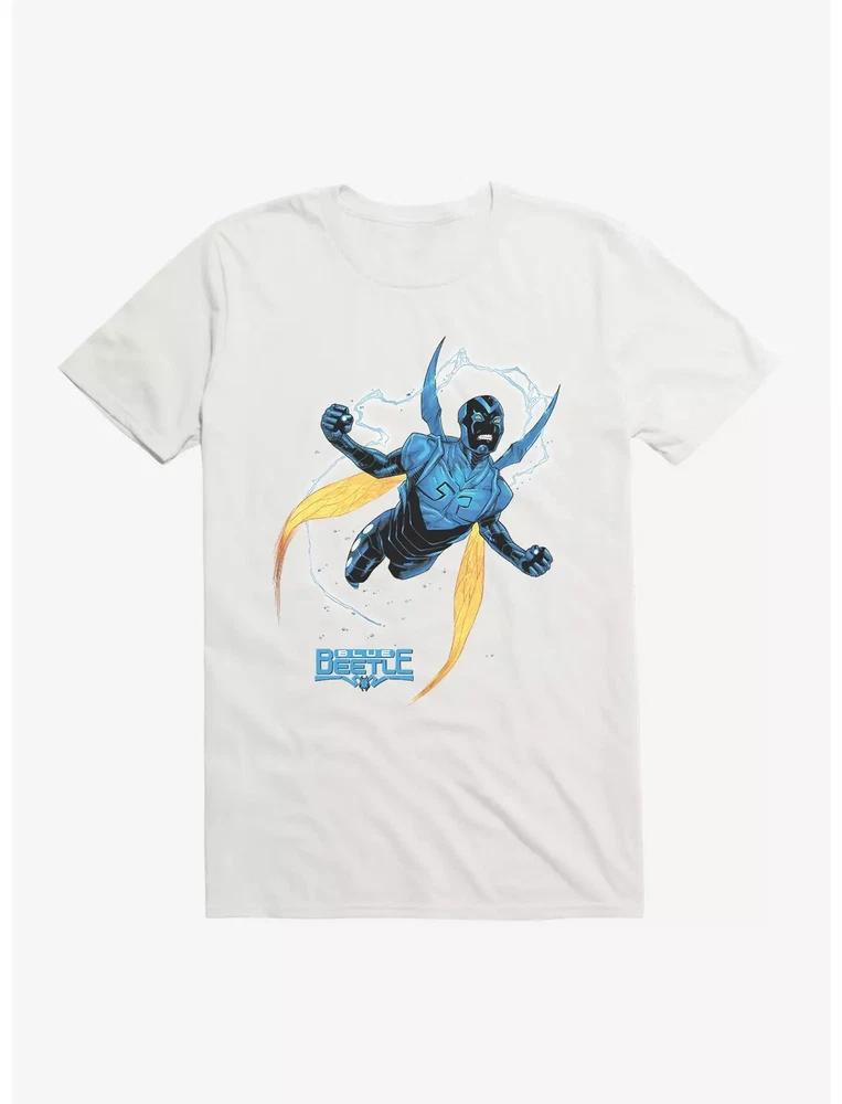 Comics Blue Beetle Flying Into Action White TShirt S