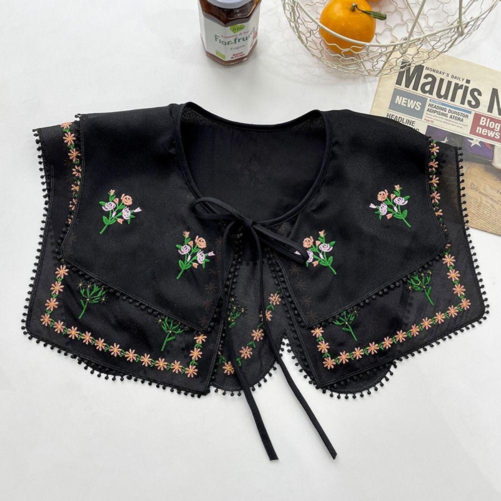 Embroidery Lace Blouse False Collars Cape Small Shawl Simple Doll Lapel Women