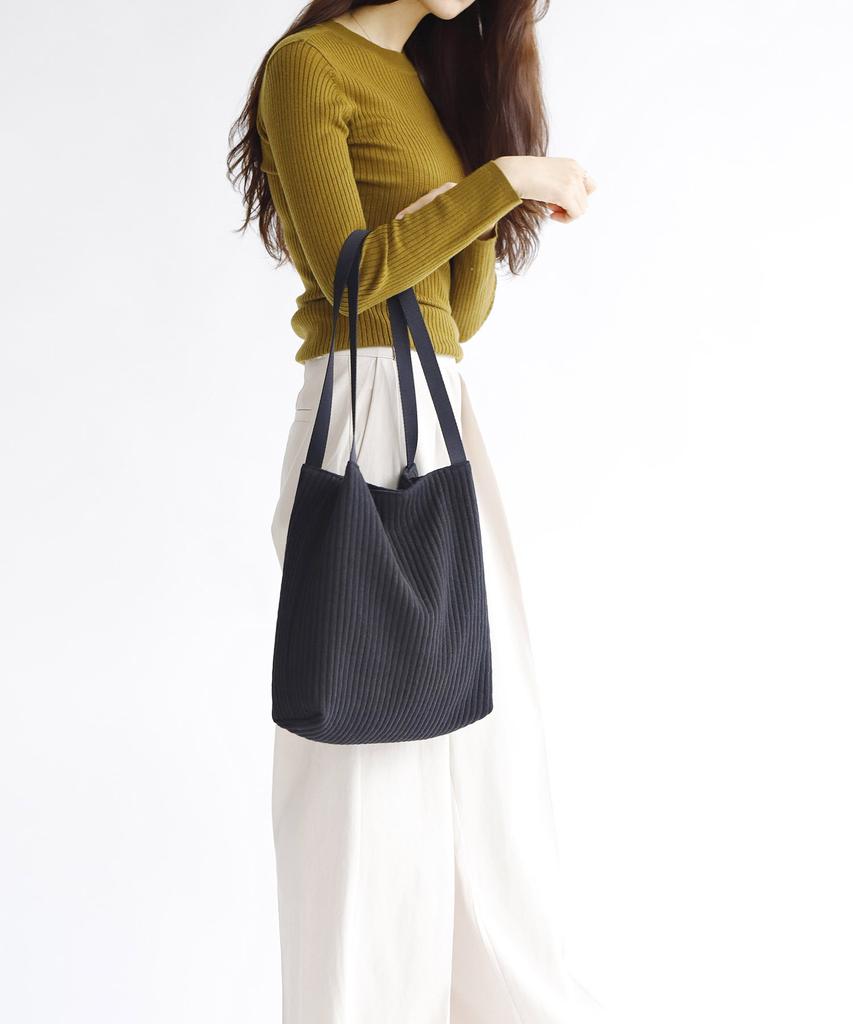 Green Stuff Effortlessly Boxy Shopper Bag 61 Ribbed Corduroy - Black