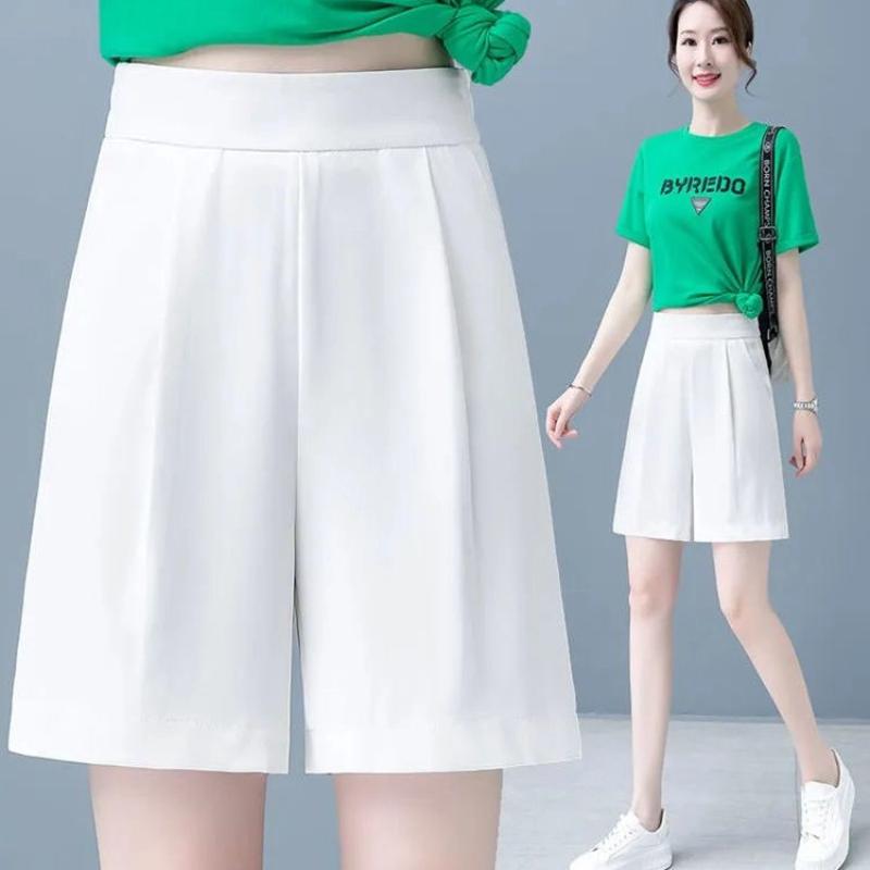 Dragon Fruit Ice Silk Shorts Women Summer Loose Thin New Fashionable Wide Legs Casual Harun Five-Cubic Pants