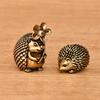 Brass Hedgehog Sculpture Miniature Animal Figurine Antique Metal Ornament Lucky Fengshuis Statue Desktop Decors Gift