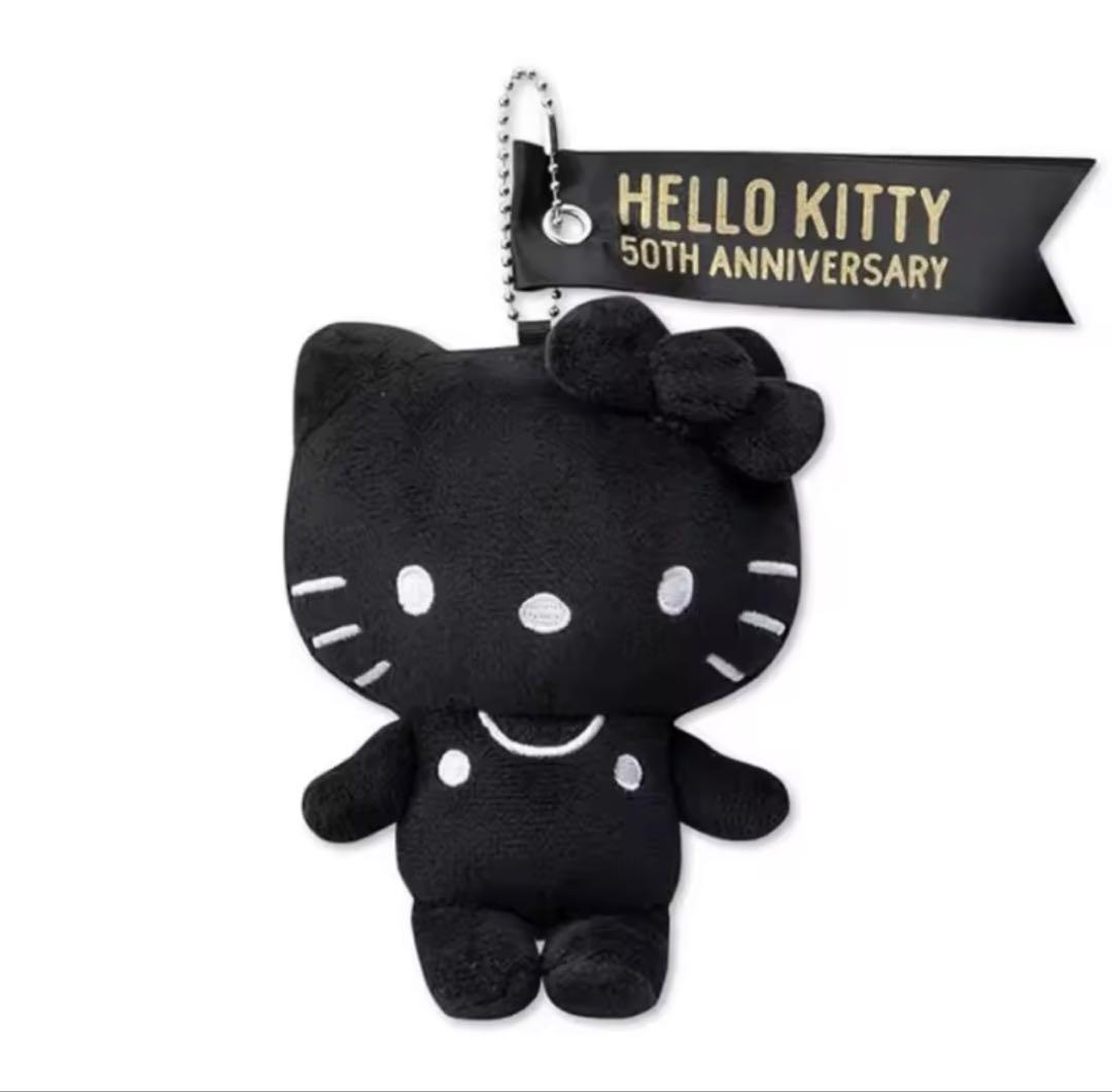 

[USED] Hello Kitty 50th Anniversary Black Mascot Charm with Flag, Black Kitty