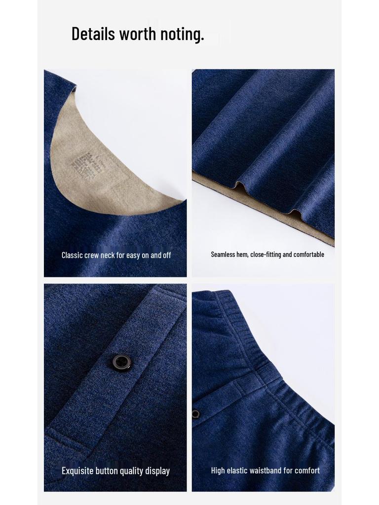 Warmes Herren-Unterwäscheset aus Kaschmir und Seide – antibakterielles, wärmeerzeugendes Acrylgewebe, Herbstbekleidung & Hosen