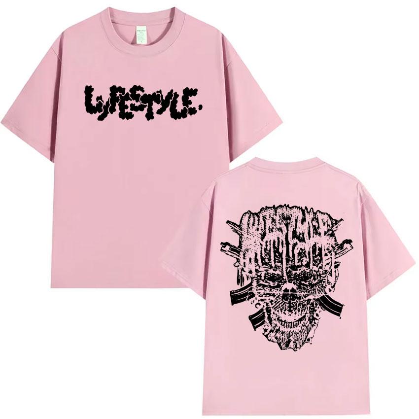 Rapper Yeat Lyfestyle Totenkopf Grafiken Album T-Shirt Herrenkleidung Lässig Baumwolle Kurzarm Sommer Übergröße Streetwear T-Shirts