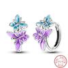 Pendientes de Plata de Ley 925 para Mujer con Diseño de Mariquita, Mariposa, Libélula y Flor de Iris Adecuados para Bodas y Fiestas Joyería Exquisita