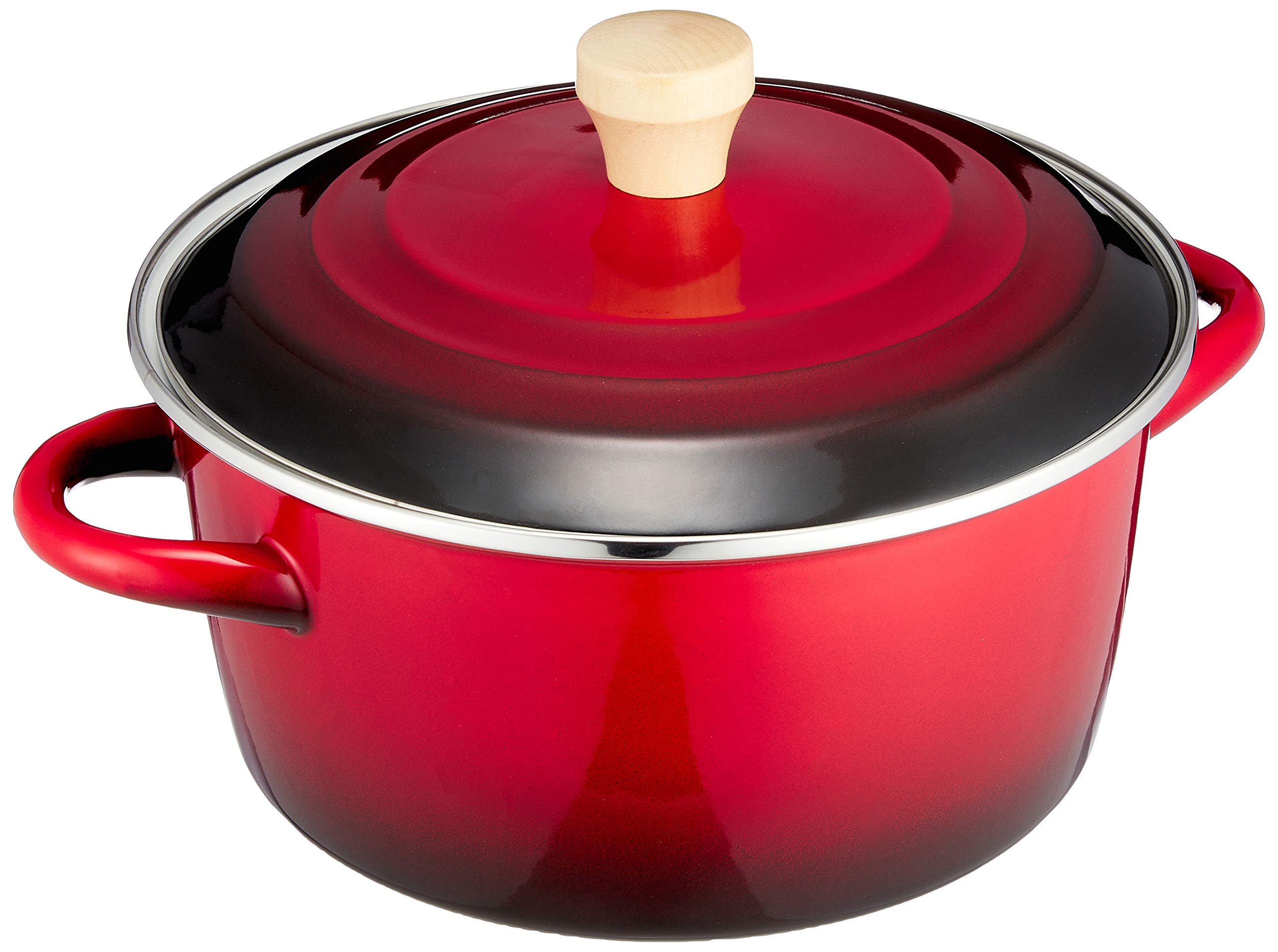 

Wahei Freiz Enamel Pot with for and IH Rubani Lid, 22cm, Red, Pot-au-feu Jam, Compatible, RA-9791