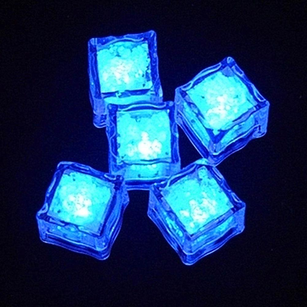 LED Ice Cubes Shape Glowing in Water Light Party Ball Luminous Flash Light Wedding Festival Bar Wine Glass Decoration 12PCS