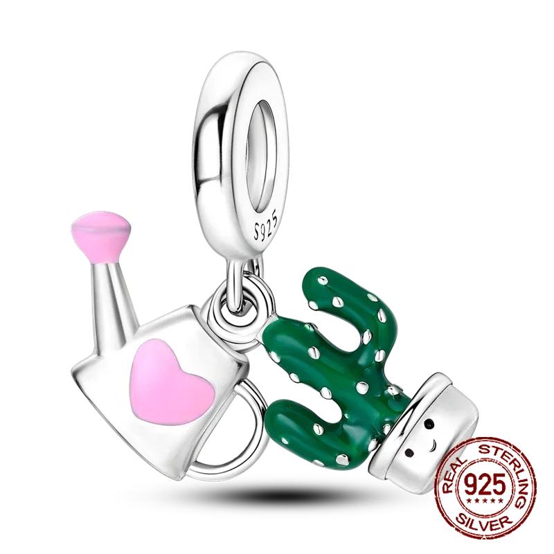 S925 Silver Butterfly Sparkling Flower Iris Tulip Lavender Sunflower Beads Fit Original  Bracelet DIY Bead Women Jewelry