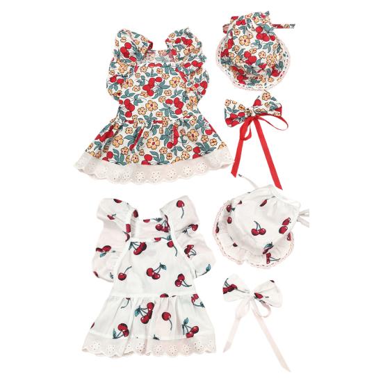 Cute Floral Pet Dress Set for Small Dogs Cats Includes Harness Hat
