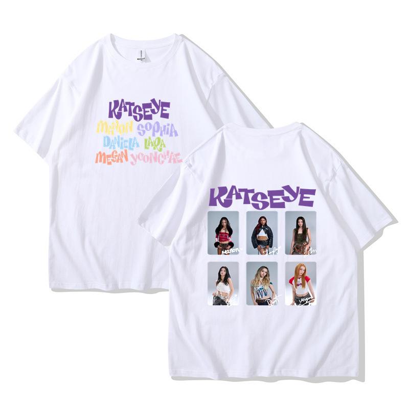 Retro Katseye Beautiful Chaos Tshirt Kpop Tee Gift for Women Unisex Fashion Harajuku Kawaii Tshirt Y2K Clothing Tops