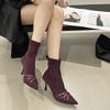 Fashion SUOJIALUN 2025 New Brand Women Ankle Boots Fashion Pointed Toe Ladies Elegant  Short Boots Thin High Heel Dress Chelsea Pumps