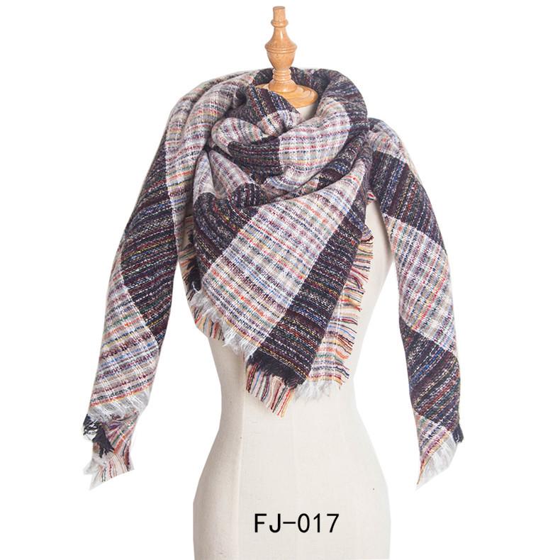 European & American Autumn/Winter Thick Double-Sided Plaid Scarf & Shawl for Women