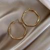 Hollow Geometric Statement Women's Hoop Earrings Gold Metal Square Uneven Twisted Loop Earrings for Female brincos
