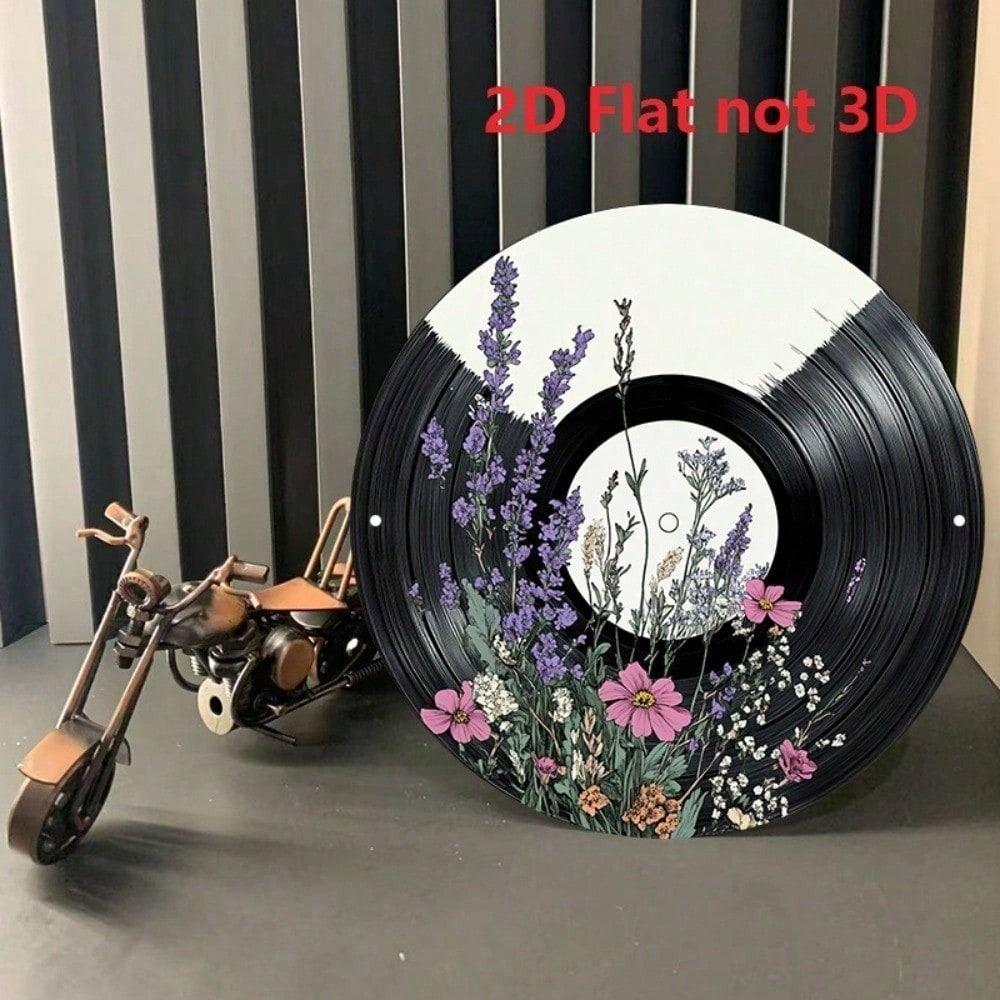 Metal Wall Art Vinyl Record Flower Poster Home Decor