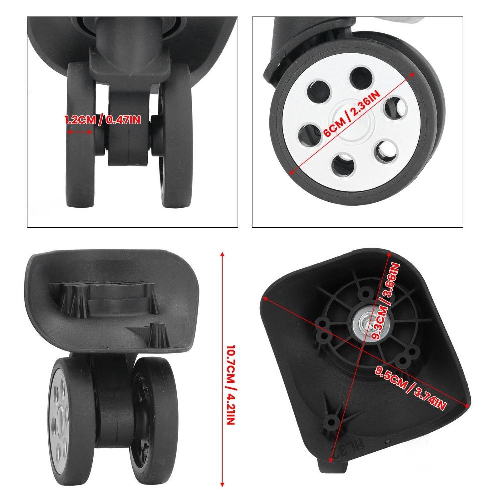 2 Pcs Silent Shock Absorbing Luggage Wheels Double Row 360 Degree Rotating Universal Wheels Matching Screws