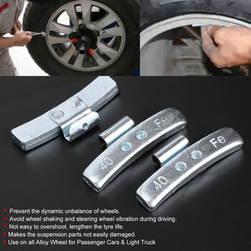 50pcs 40g 1.4oz Clip On Wheel Balance Blocks Aluminum Alloy P Style Tire Weight Balancing Assortment(Without Wheel