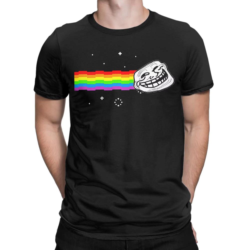 Divertenti T-shirt Meme Faccia di Troll Arcobaleno Divertenti per Uomo Donna Girocollo Cotone Magliette Fumetto Umorismo Maniche Corte T-shirt Taglie Forti Top