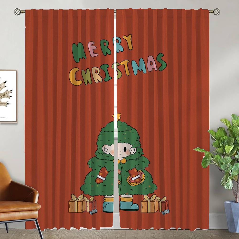 Halloween Decoration Christmas Blackout Curtain for Room 2 Panel Kitchen Curtains 2 Pieces Home Interior Curtains Partition