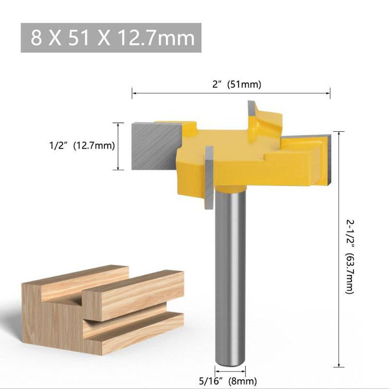 4 Edge T Type Slotting Cutter Woodworking Tool Router Bits For Wood Industrial Grade Slotting Milling Cutter 8mm 12mm 1/2inch Shank