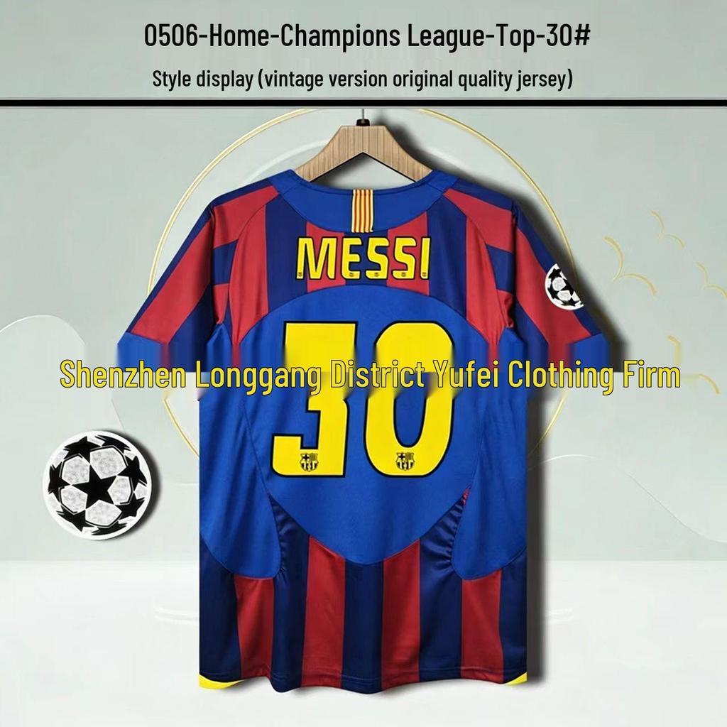 Barcelona Retro Trikot: Nein. 10 Messi, Nein. 9 Ronaldo, Nein. 10 Ronaldinho Gedenkausgabe