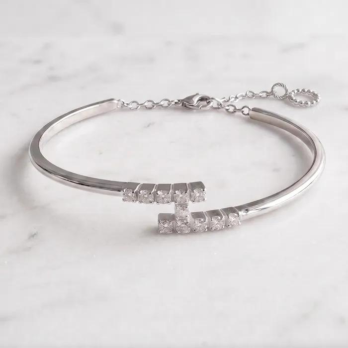 Silver 925 Bertot Cubic Bangle Silver Bracelet