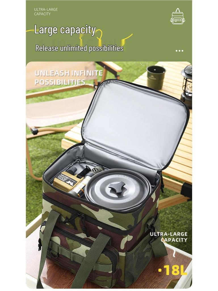 Leakproof Double-Layer Insulated Camping Picnic Bag with Large Capacity and Oxford Cloth